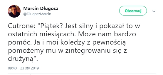 Cutrone nt. Krzysztofa Piątka!